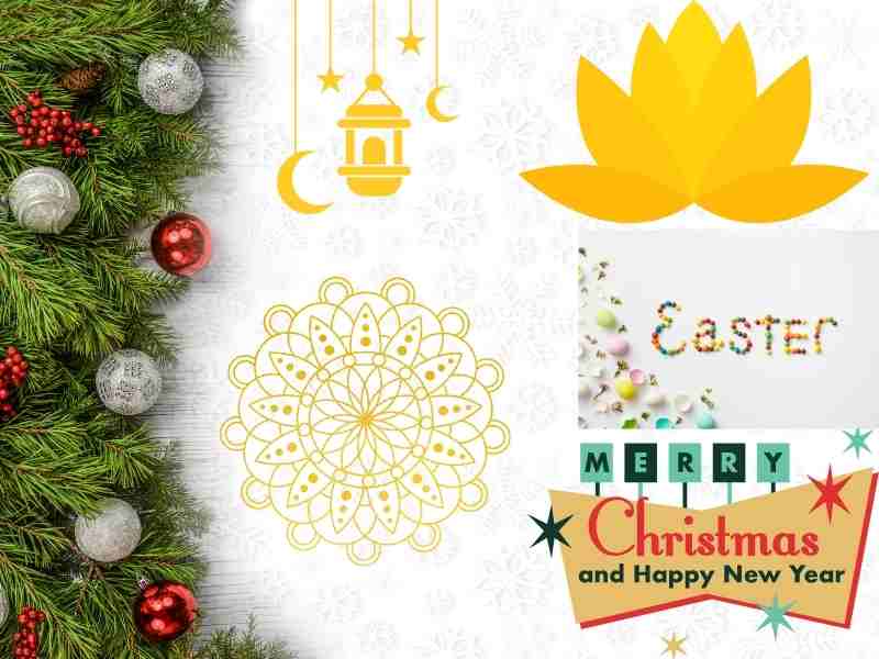 Festive cards, Easter, Eid, Christmas